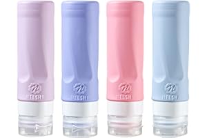 NELSHP 3oz Travel Bottles for Toiletries Tsa Approved Silicone Travel Size Containers Leak Proof Refillable Travel Accessories for Shampoo and Conditioner(Dark Blue/Light Blue/Pink/Purple)
