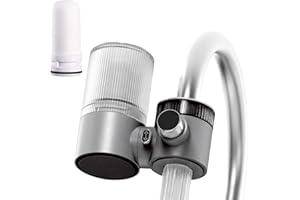 Faucet Water Filter for Sink,7 Layer Faucet Mount Water Filtration System with 2 Filter Replacement,for Reduces Chlorine,Heav