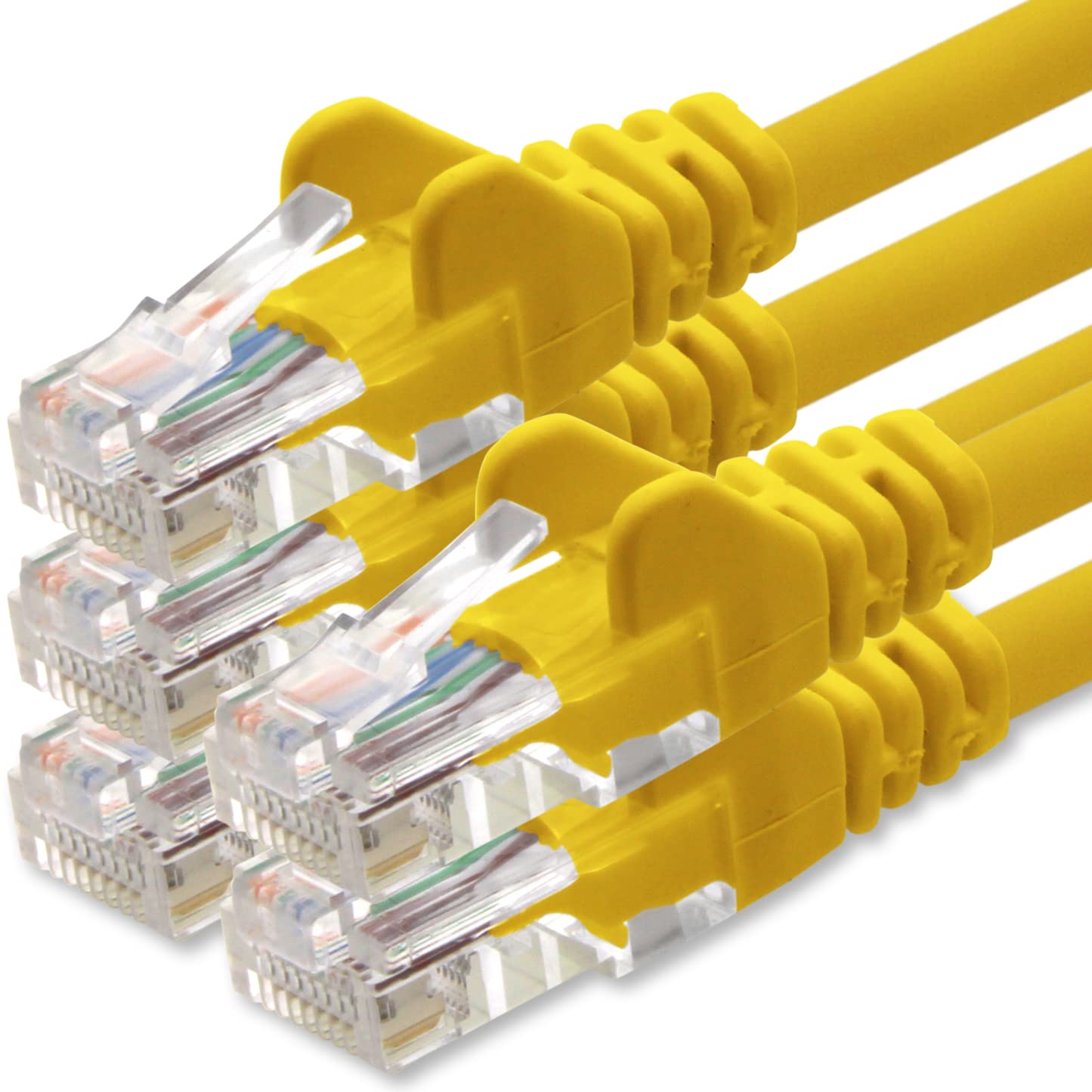 1aTTack.de Network cable Cat.6 - yellow - 5X - 0.5m - (set) - CAT6 Ethernet cable Lanka cable 1000 Mbits patch cable