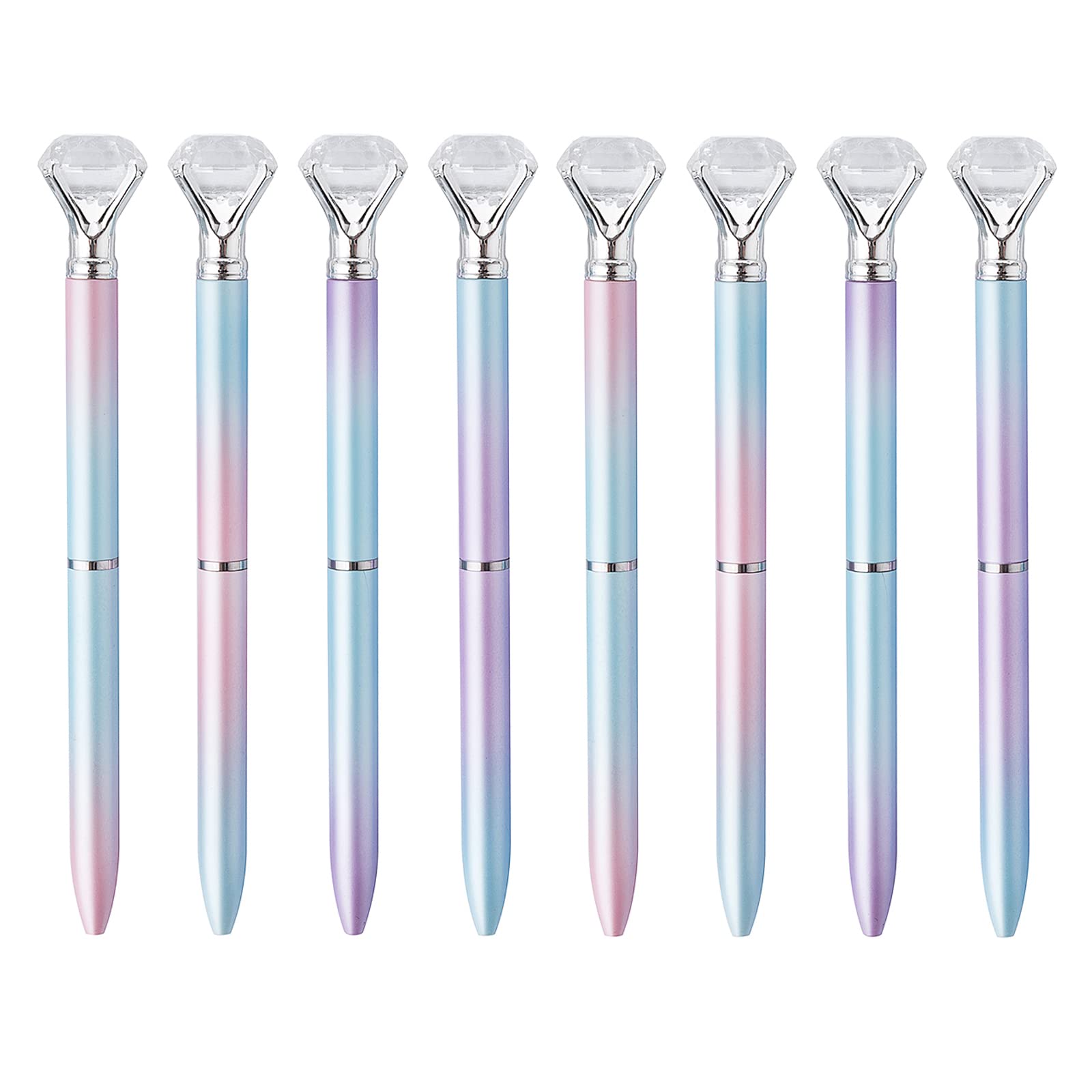 YOUKAI Crystal Diamond Pen Bling Bling Retractable Ballpoint Pen, Blue Ink, for Office Supplies Wedding Gift.8 Pack