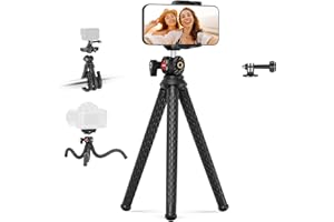 NEEWER Flexible Phone Tripod, Small Mini Desk Stand for Camera with Hidden Phone Holder Action Camera Mount Adapter Compatibl