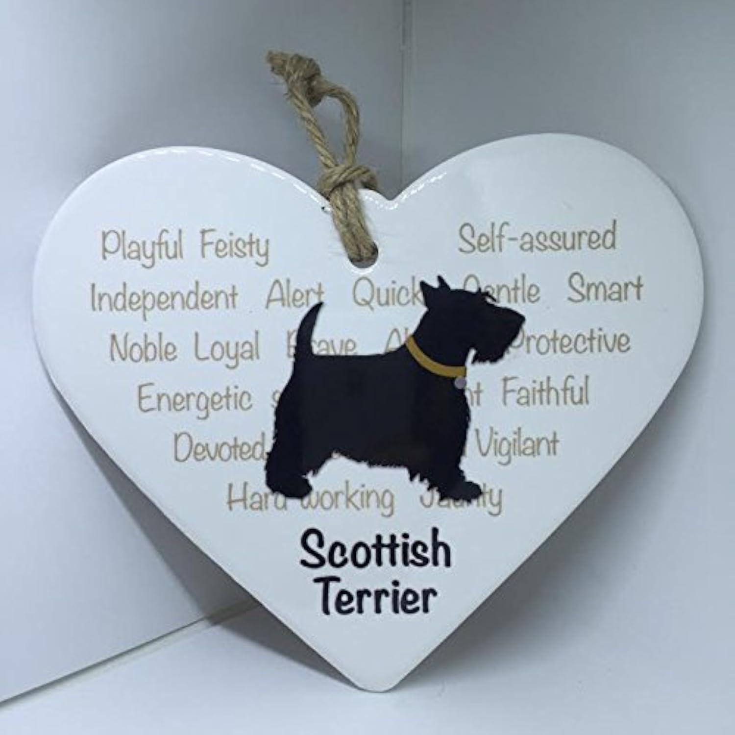 Tlm SCOTTISH TERRIER Ceramic Heart shaped PET DOG Plaque/Sign