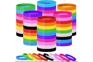 CHRORINE 100 Pcs Plain Silicone Wristbands Bulk Blank Rubber Bracelets Unisex Party Game Supplies