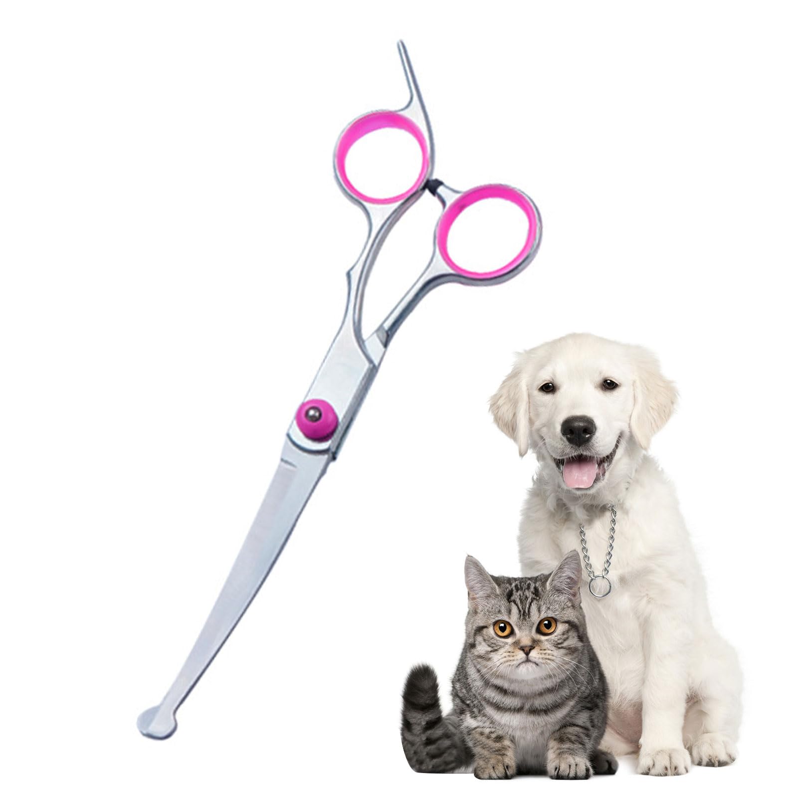 Pet Grooming Scissors,Up Curved Dog Grooming Scissors,Dog Grooming Scissors with Safety Round Tip,Professional Pet Cat Shears Trimming Clippers Shaver