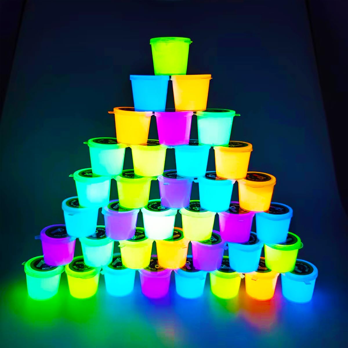 Photo 1 of 36 Pack Glow in The Dark Slime Kit, Crystal Galaxy Slime, Multi Colors - Blue, Pink, Light Blue, Yellow, Orange etc. Slime Party Favors Gift, for Kids Party, Education