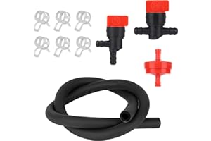 Fuel Line Hose Kit, 50cm/1.64 Feet Fuel Shut-Off Valve Rubber Oil Tool Kit Gas Line Tube Compatible with Most Models Boats RV