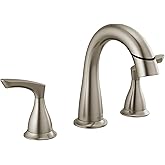 Delta Broadmoor Brushed Nickel Bathroom Faucet with Sprayer, 8 Inch 3 Hole Widespread Bathroom Sink Faucet with Pull Out Sprayer, Push-Pop Drain, SpotShield Stainless 35765LF-SPPD