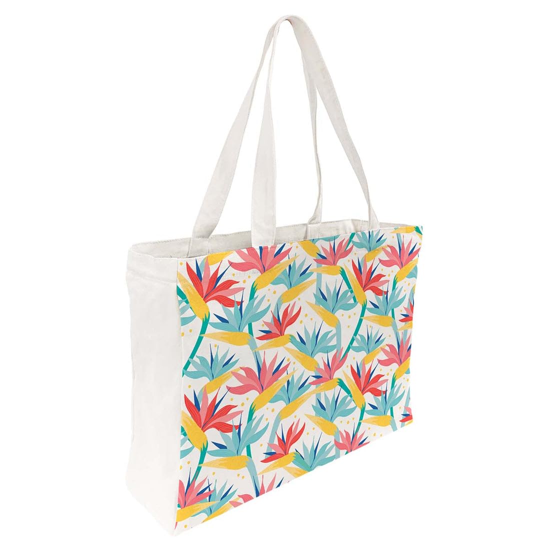 Draeger Paris - Tote Bag Birds of Paradise Flowers - Lightweight, Durable and Ultra Soft - Spacious Interior - Tote Bag Made of 100% Cotton - Reusable Shopping Bag