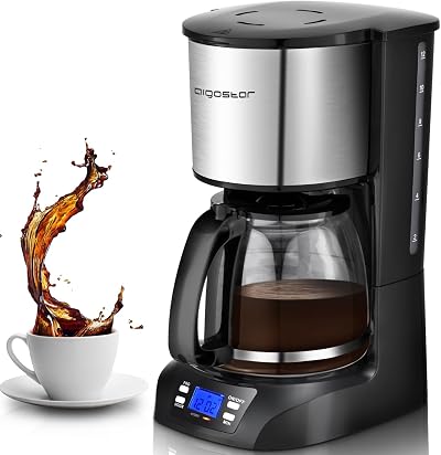 Aigostar Programmable Drip Coffee Maker 24-Hour Timer 1.5L 12-Cup BPA-Free