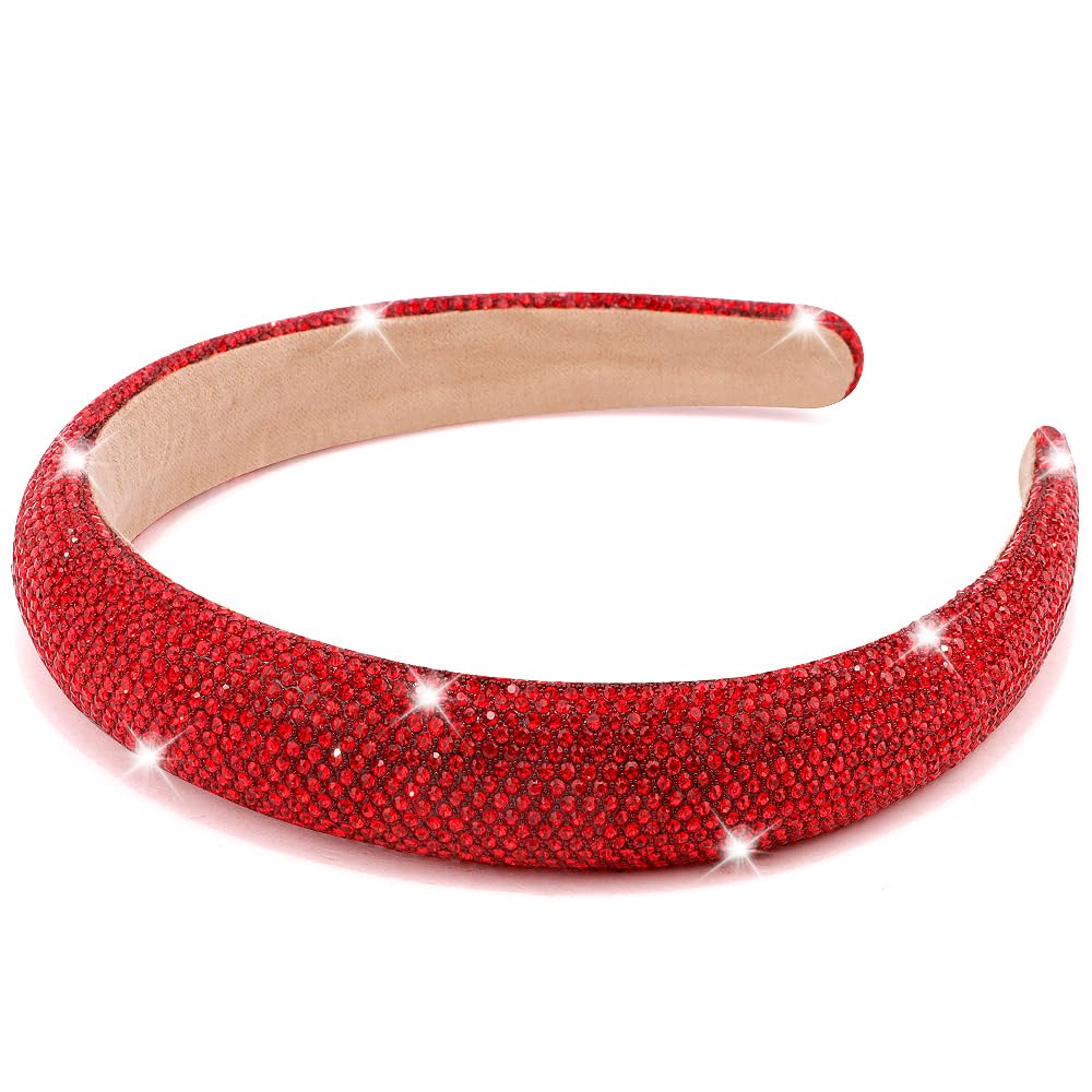 Photo 1 of **GREEN TAG INCORRECT PHOTO FOR ITEM REFERNCE*** AHONEY Red Rhinestone Headband for Women Girls, Hair Bling Crystal Glitter Sparkly Padded Fancy Jeweled Embellished Disco Christmas Headpiece Cute Hair Accessories