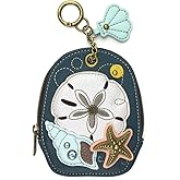 CHALA Mini Coin Purse Keychain - Women's RFID Protected Card Holder and Coin Purse Accessory - Sand Dollar - turquoise