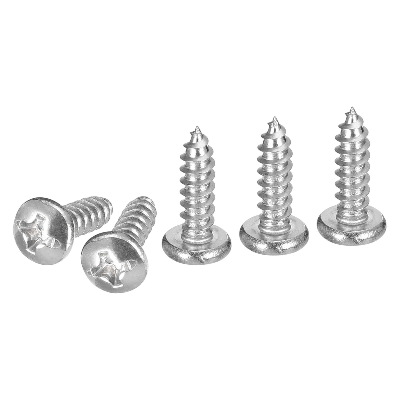 DTGN #6x1/2" Phillips Pan Head Self-tapping Screw - 100Pack - Bright Finish 304 Stainless Steel Sheet Metal Screws Wood Screws — image 1
