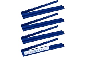 Leinuosen Wooden Mahjong Racks with Pushers 4 Set Magnet American Mahjong Tile Rack and Magnetically Attached Pushers Painted Tile Holders for Players Gift Family Game Night(Blue,Wave)