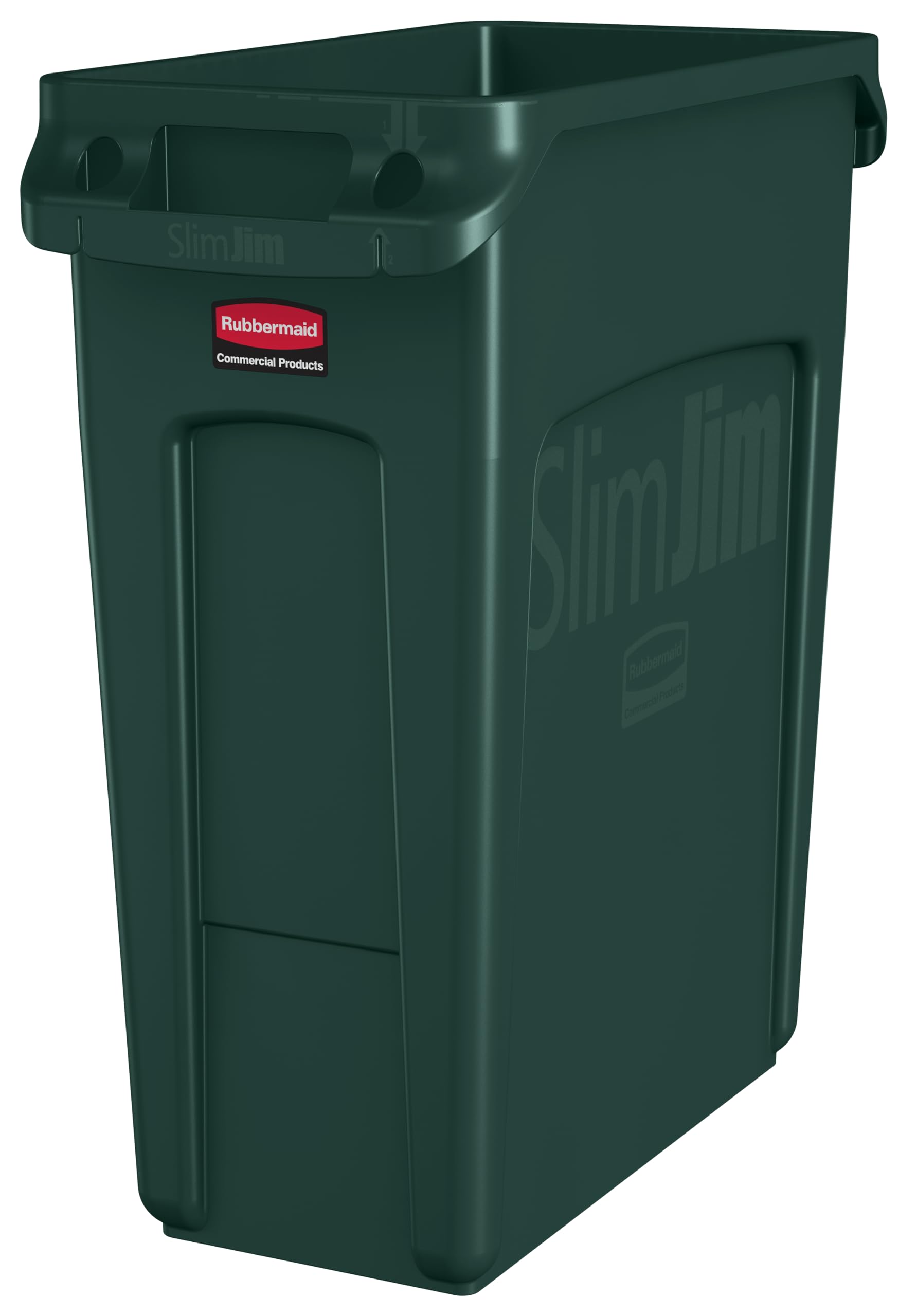 Rubbermaid Commercial Products Slim Jim Bin 60 L Green – Rectangular Waste Container With Venting Channels For Kitchens, Offices, Workspaces or Communal Areas – 1955960