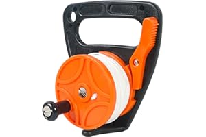 Luwint Diving Reel 150ft, Compact Size - Scuba Dive Reel with Thumb Stopper for Kayak Anchor Buoy, Orange+White Line