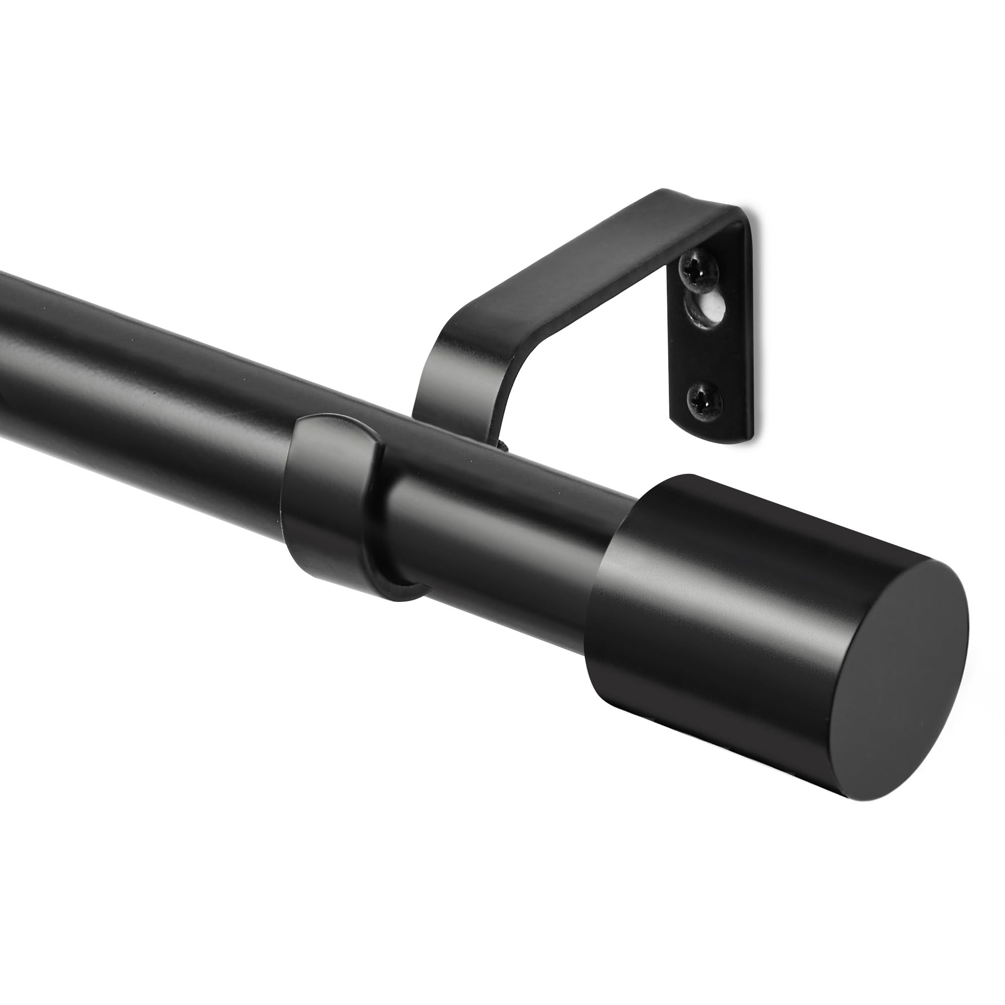 Deconovo Heavy Duty Telescopic Curtain Pole Set for Windows, 25mm Splicing Net Curtain Rods 76-122cm with Classic Finials, Adjustable Door Curtain Rails for Eyelet Curtains, Black