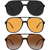 MEETSUN Retro Oversized Aviator Sunglasses for Women Men Trendy 70s 80s Vintage Square Aviators 3 Pack UV400