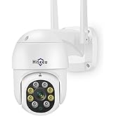 Hiseeu 3MP Security Camera Outdoor,WiFi Camera, Auto Tracking&Light Alarm Floodlight & Color Night Vision,Two-Way Audio, Plug-in Cable,Compatible Wireless System