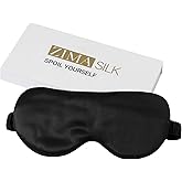 ZIMASILK Adjustable 100% 22 Momme Mulberry Silk Sleep Mask for Sleeping, Filled with Premium Mulberry Silk, Softest & Breathable Blackout Eye Sleeping Mask (Black)