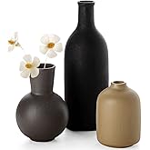 Ceramic Vase, Flower Vases Set of 3 Living Room Decor, Farmhouse Decor, Decorative Vase for Home Coffee Table, Book Shelf, Kitchen, Bedroom Centerpiece Table Decorations