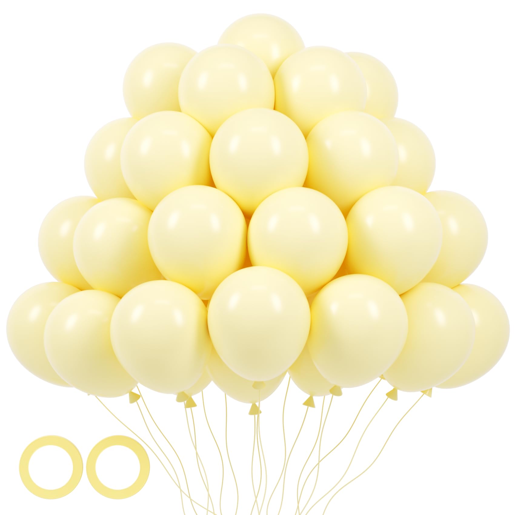 Photo 1 of Voircoloria 105pcs Pastel Yellow Balloons 12inch Party Latex Balloons for Boys Girls Birthday Baby Shower Gender Reveal Wedding Sunflower Party Decorations
