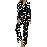 Aulwewd Womens Pajama Set, Soft And Skin friendly Long Sleeve Pajamas Long Pants with Pockets, Button-up Sleepwear Lounge Pjs