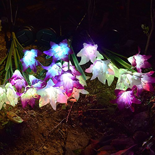 Outdoor Solar Garden Stake Lights, 3 Pack Solar Powered Flower Lights