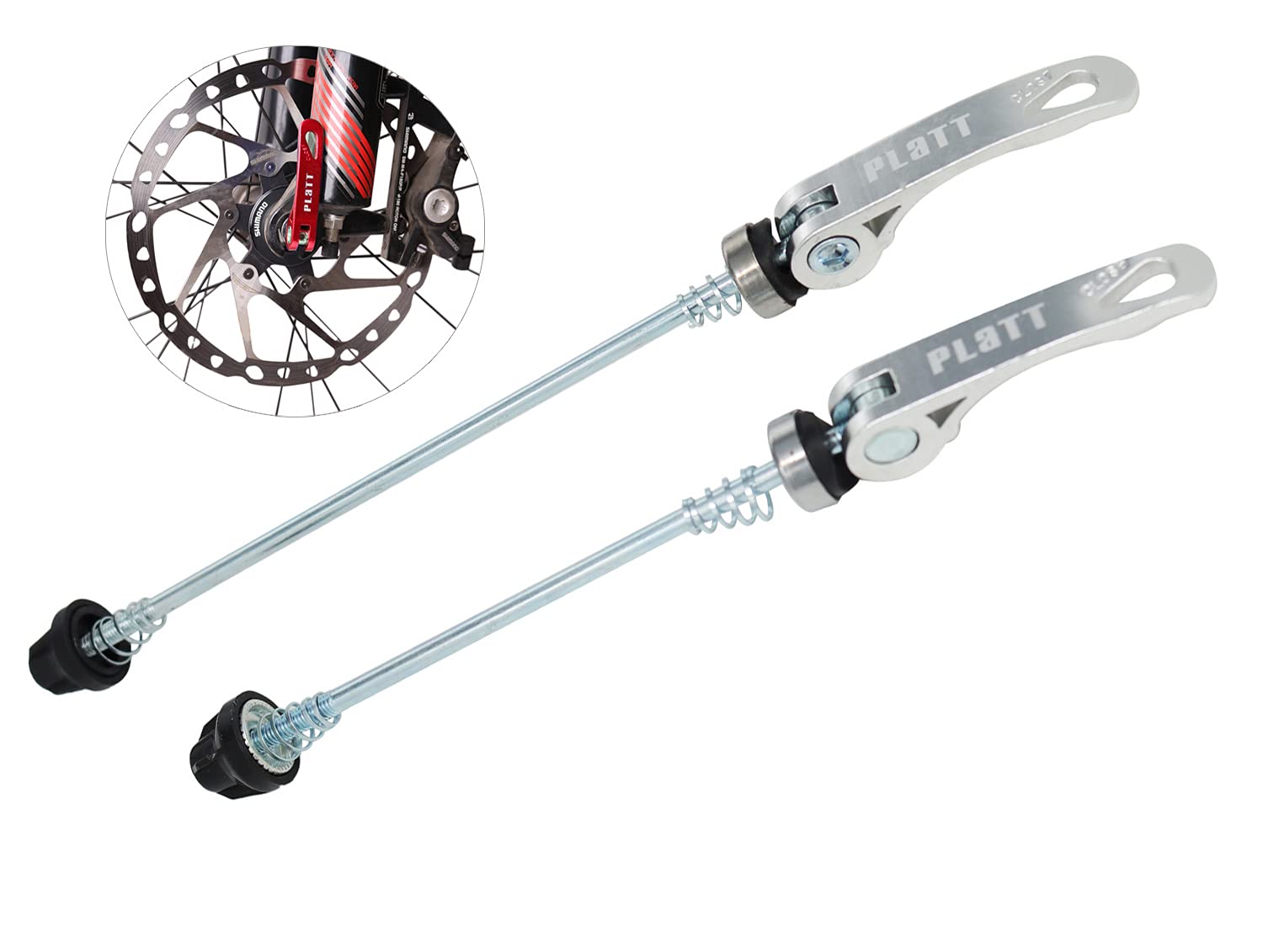 PLATT Bike Wheel Hub Skewers MTB Quick Release Skewers Front and Rear Axle Fit for Road Bike,Mountain Bike,BMX (Sliver,1Pair)
