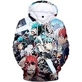 CHLOBLOM Boku No Hero Fleece Hoodie Novelty Hooded Pullover Sweatshirt for Adult