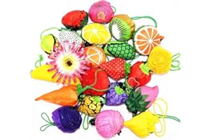 SeaISee 10PCS Fruits Reusable Grocery Shopping Tote Bags, Folding Pouch Storage, Foldable Fruit Tote Bags with Handle