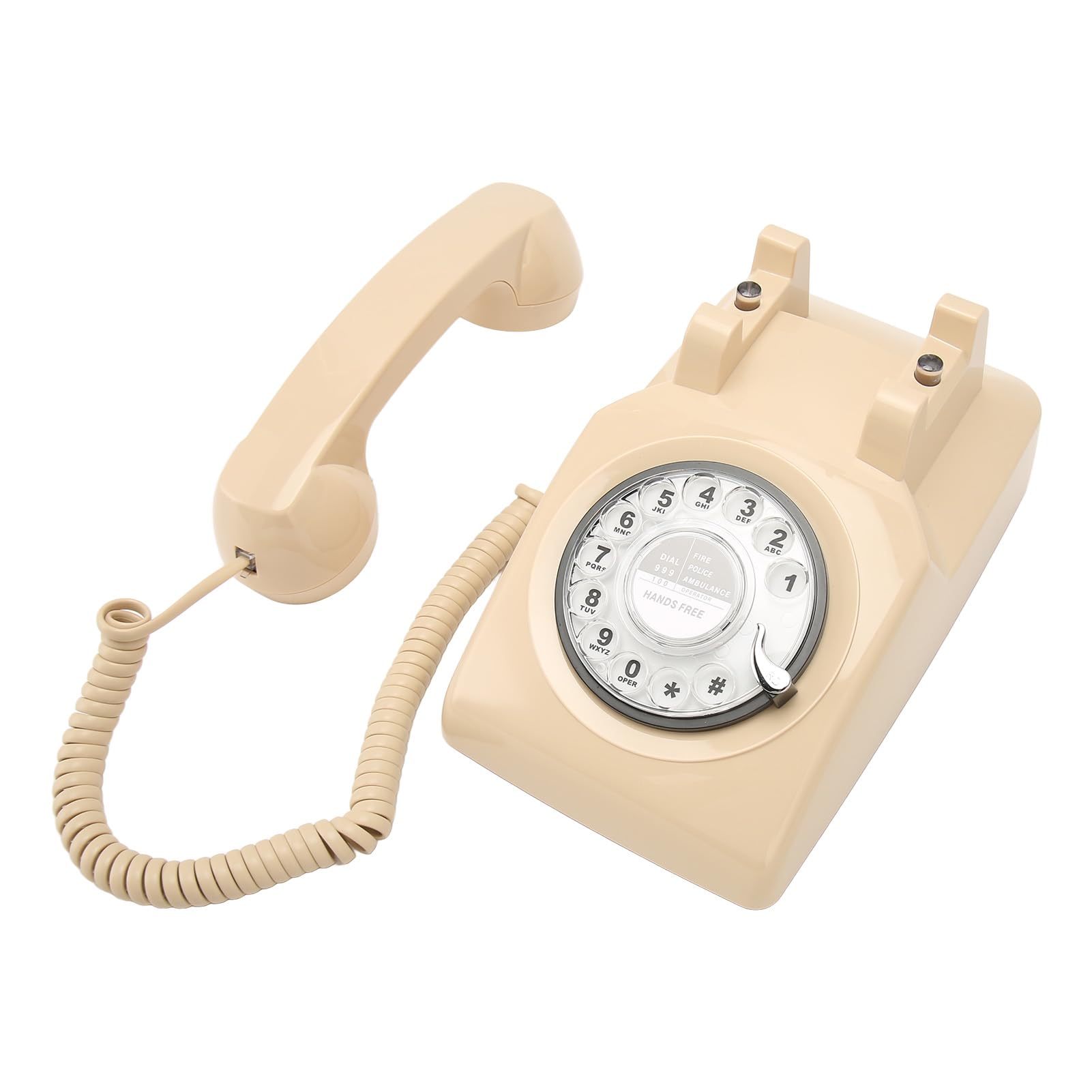 Retro Telephone,Retro Rotating Phone Old Fashioned Vintage Landline Phone with Mechanical Ringer Speaker for Household Office Hotel Beige (Beige)