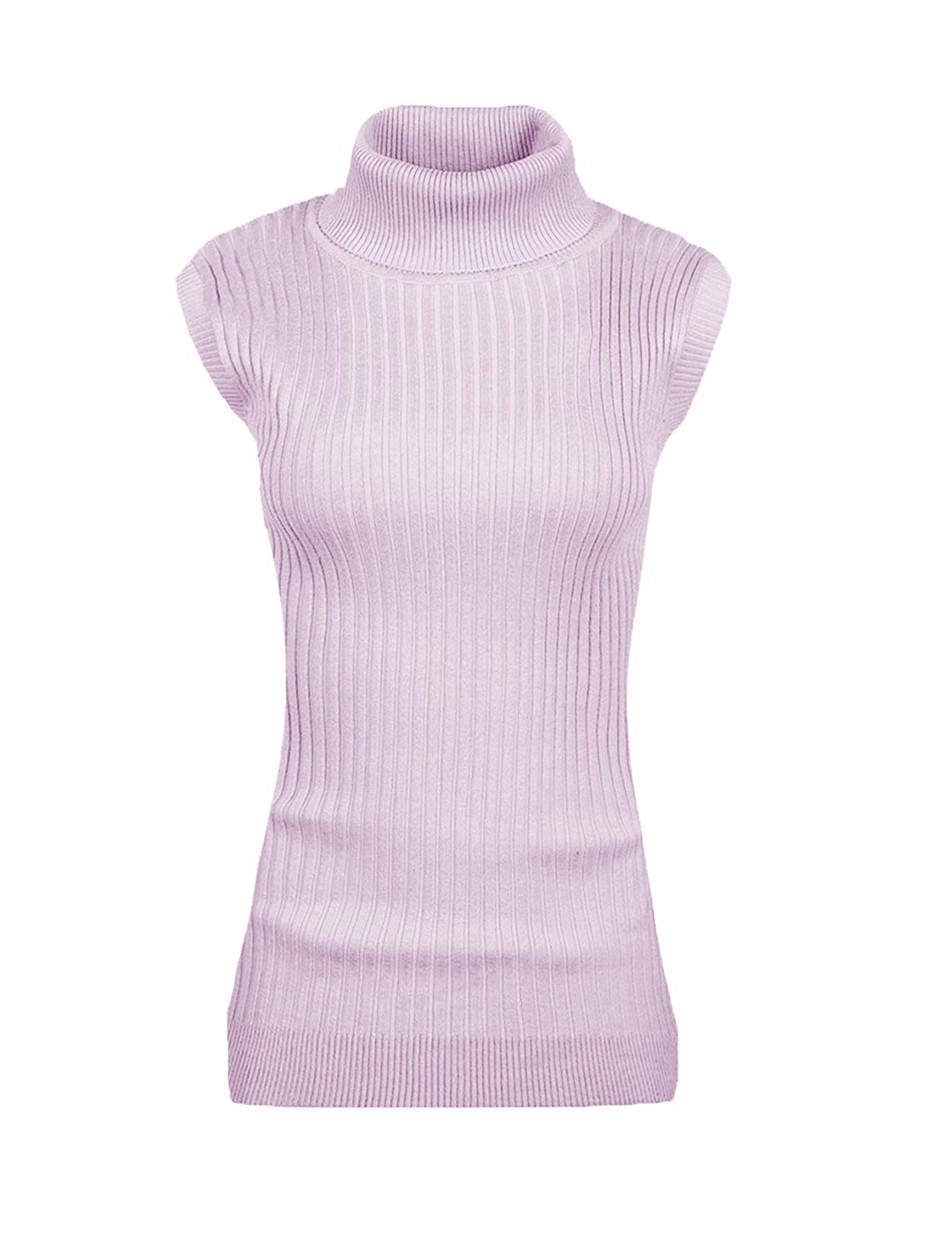 Photo 1 of v28 Women Sleeveless High Neck Turtleneck Stretchable Knit Sweater Top (XL, Lilac)