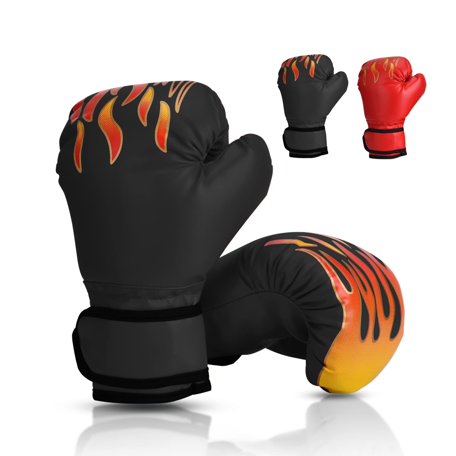 Wuudi Kids Boxing Gloves 6oz MMA Punch Bag Training Mitts for Kids 3-10 Years Training Gloves for Muay Thai Kickboxing (black)