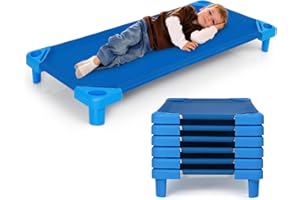 Giantex 6 PCS Stackable Daycare Cot for Kids, 51" L x 22.5" W Toddler Nap Cot with Easy Lift Corners, Portable Daycare Cots f