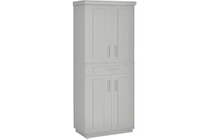 HOMCOM 72" Kitchen Pantry Cabinet, Freestanding Tall Storage Cabinet with 4 Doors, Drawer and 3 Adjustable Shelves for Dining Room, Gray