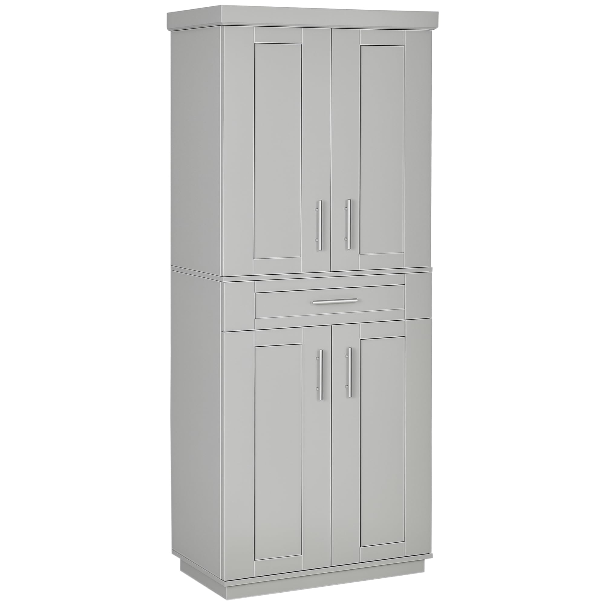 Photo 1 of ***IMAGE REFERENCE***HOMCOM 72" Kitchen Pantry Cabinet, Freestanding Tall Storage Cabinet with 4 Doors, Drawer and 3 Adjustable Shelves for Dining Room, Gray