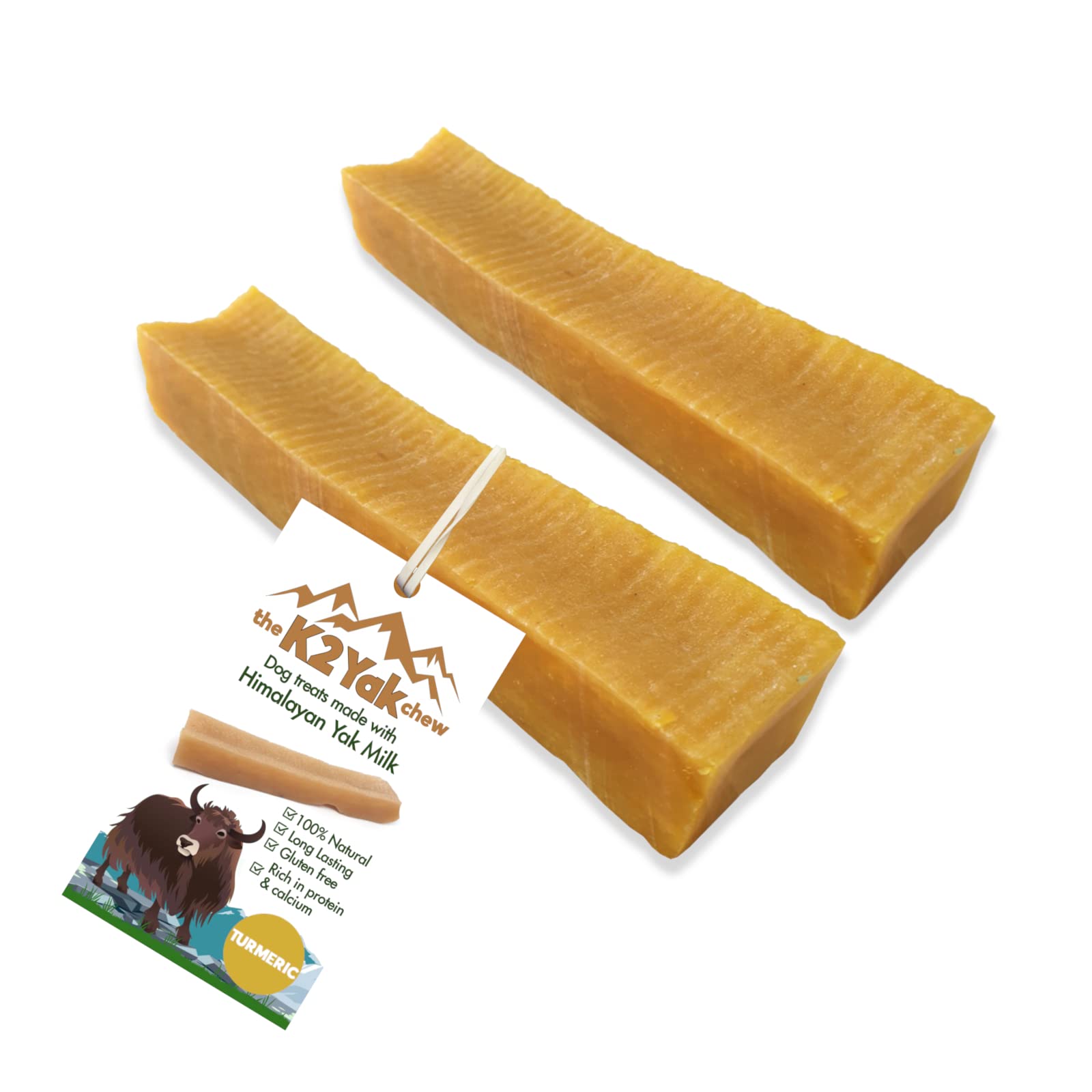 K2 Yak Chews 100% Natural Long Lasting Dog Treats Turmeric Flavour Medium Chew 70-80g Pack of 2