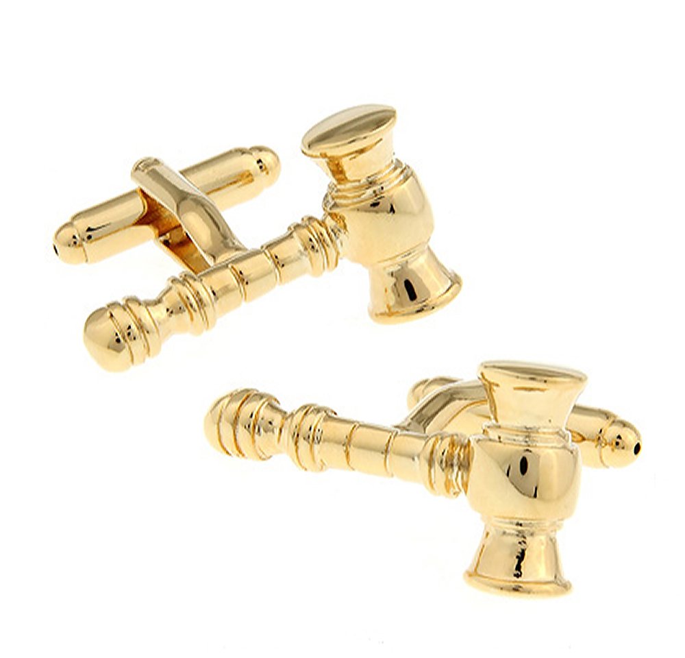 Ashton and Finch Gold Plated Gavel Cufflinks – Novelty Judge, Lawyer, and Masonic Gifts & Presents for Men Him – Stylish Cufflinks for Legal Professionals