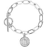 925 Sterling Silver San Benito Bracelet For Women And Men, Catholic Rosary St. Benedict Bracelet Cross Prayer Hematite Religion, Pulseras De San Benito, Rosario De San Benito