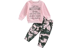 Fernvia Toddler Girls Clothes 2T 3T 4T 5T Fall Outfits Baby Pullover Sweatshirt & Camouflage Pants Set Kids Winter Sweatsuit
