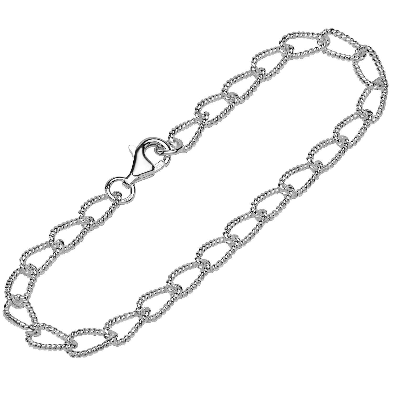NKlaus bracelet 925 Sterling Silver 18,5cm long tank chain ladies designer bracelet chain 12748