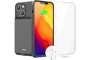GIN FOXI Battery Case for iPhone 13&13Pro, Real 7000mAh Ultra-Slim Battery Charging Case Rechargeable Anti-Fall Protection Extended Charger Cover for iPhone 13&13Pro Battery Case(6.1 inch) Black