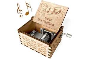 Ucuber Over The Rainbow Music Box, Wood Engraved Music Cute Box Best Gift for Valentine's Day Thanksgiving Birthday Christmas