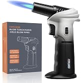 CoYlBod Butane Kitchen Torch, Safety Lock &amp; 0‑90&deg; Rotating Head for Baking | Refillable Torch, Adjustable Flame, Easy Single-Hand Use, Great For Creme Brulee, Soldering, DIY &amp; Cigar Lighting