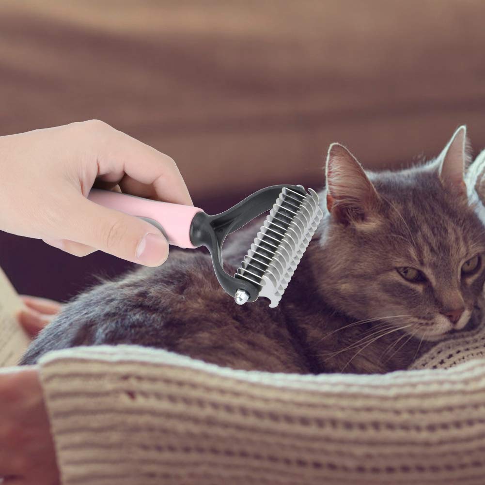 RBSD Dog Grooming, Hair Knot Comb, Pet Hair Brush, Hair Removal Comb Grooming Brush Deshedding Brush for Puppy for Dogs Cats(Pink, large)