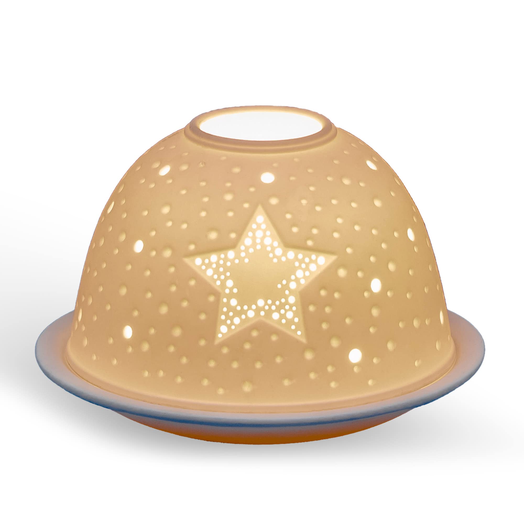 Light-Glow Tealight Candle Holder - Twinkling Star LD90019 White, Approx. H8 x Ø12cm or H3.2" x Ø4.7"