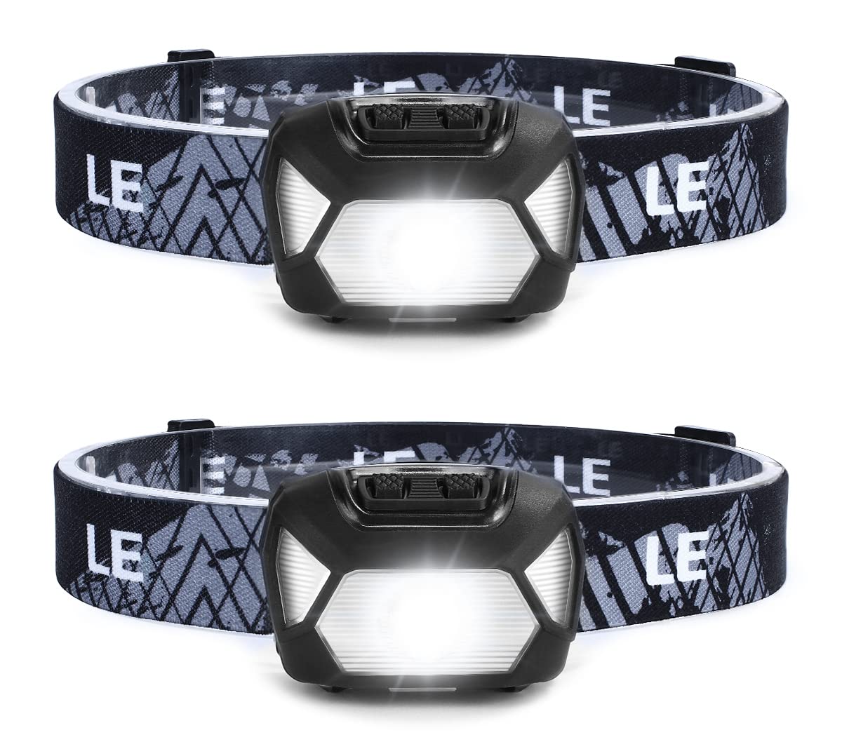 Lepro Head Torch, 2 Pack Super Bright LED Headlamp with 6 Lighting Modes, Waterproof, Battery Powered LED Lightweight Headlight for Cycling Running Camping for Kids Adults