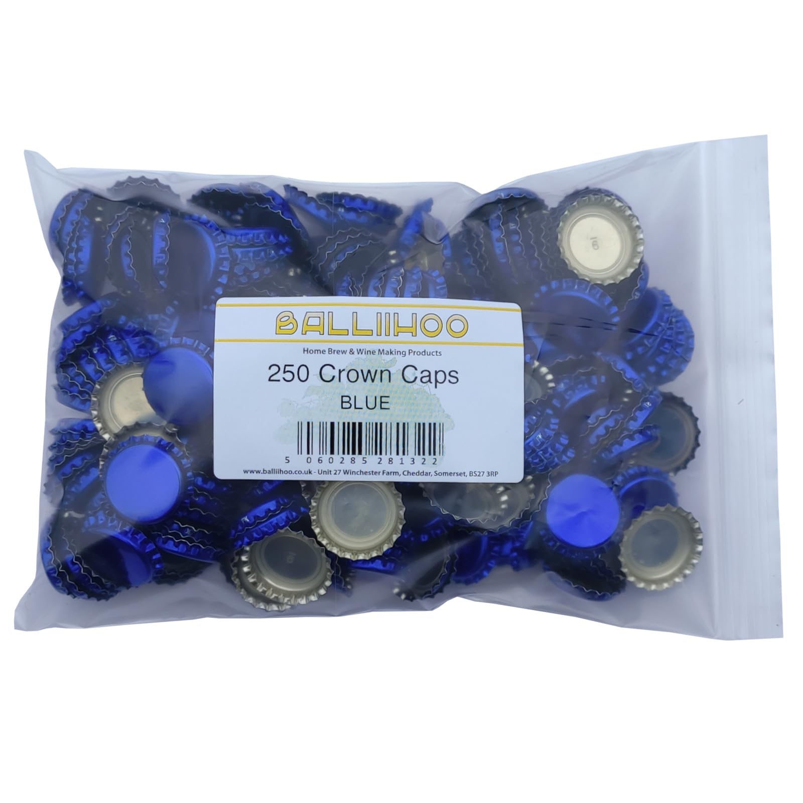 BALLIIHOO Pack of 250 Crown Bottle Caps - Blue