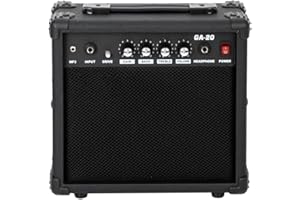 Ktaxon Electric Guitar Amp, 20 Watt Amplifier with 6.5" Speaker Built-in Speaker Headphone Jack and Aux Input Jack（MP3） Bass, Volume, Treble, and Gain Controls - Black