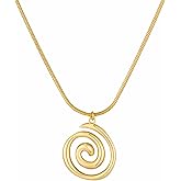 Bnwuam Gold Spiral Pendant Necklace for Women – Elegant Swirl Statement Necklace, Chunky Gold Chain Jewelry Gift